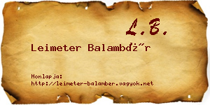 Leimeter Balambér névjegykártya